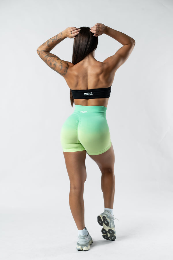 OMBRÉ SCRUNCH SHORTS - LIME & YELLOW