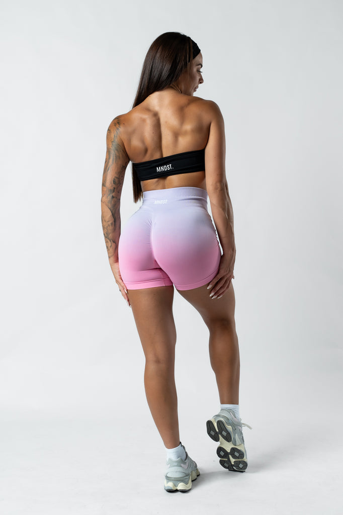 OMBRÉ SCRUNCH SHORTS - PINK & PURPLE