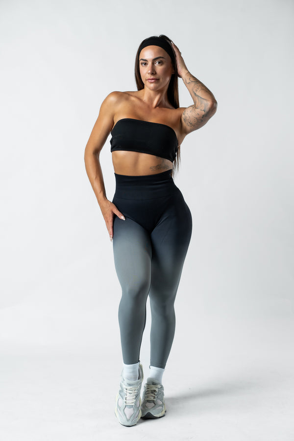 OMBRÉ SCRUNCH LEGGINGS - BLACK & GREY