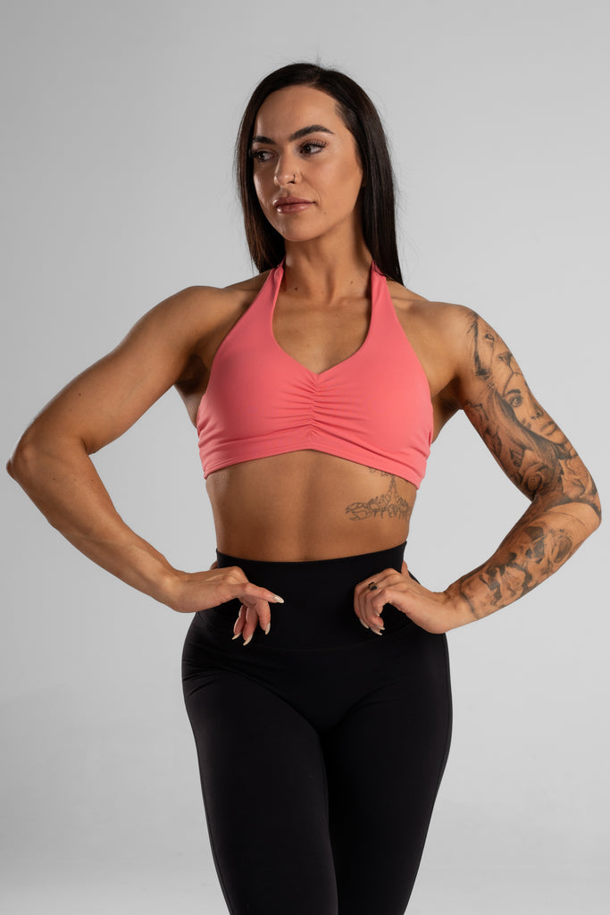 BUTTERFLY HALTER SPORTS BRA - PINK