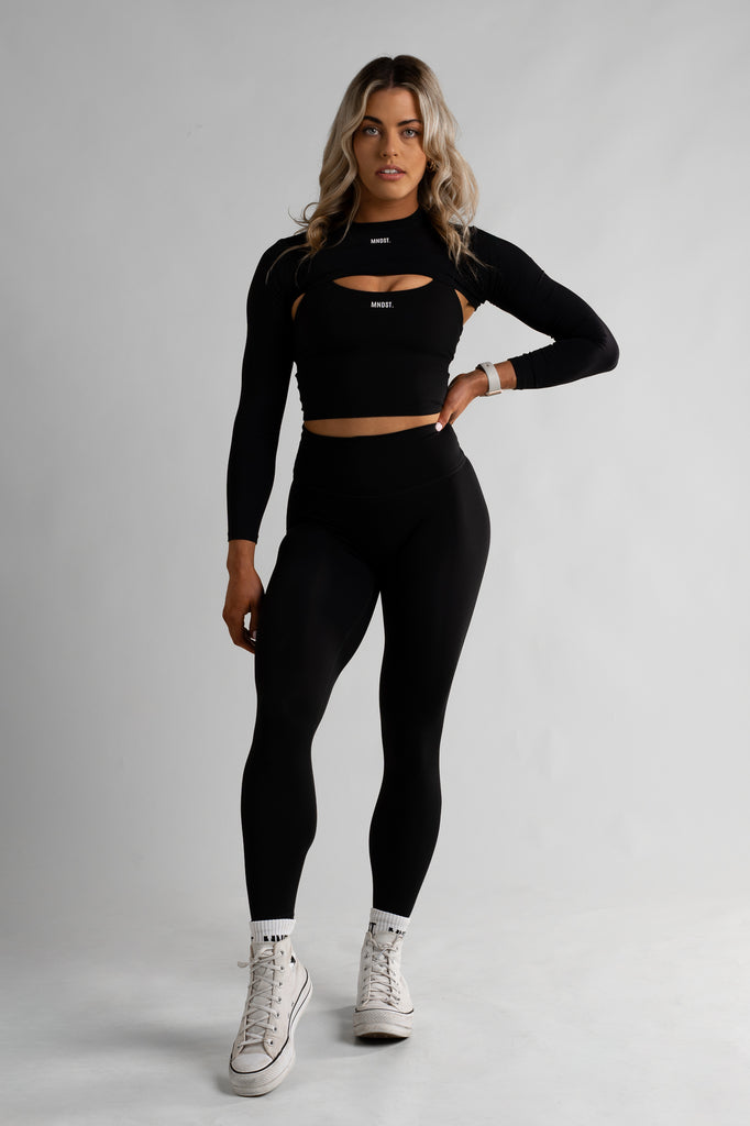 DRIP THIN STRAP CROP - BLACK