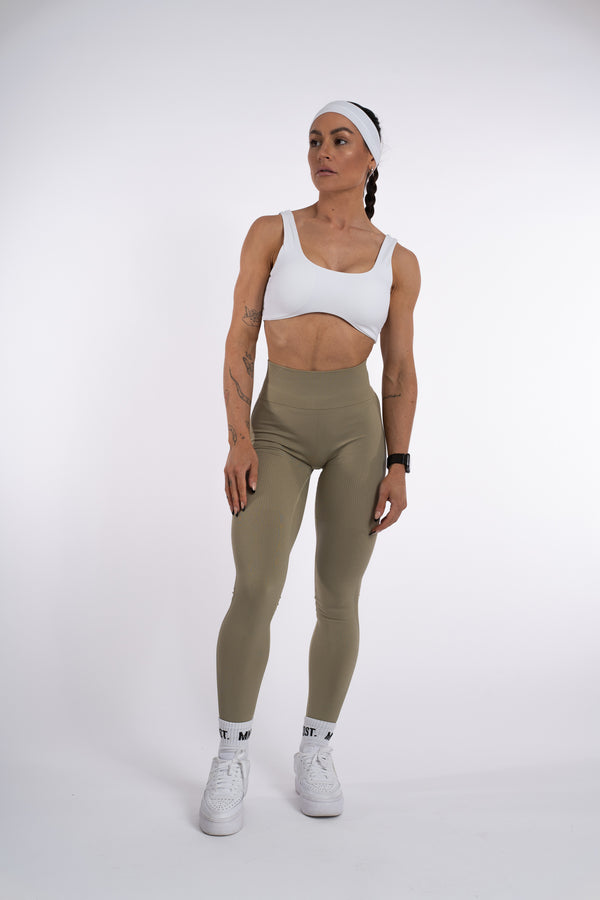 RIBBED SCULPT LEGGINGS - PISTACHIO