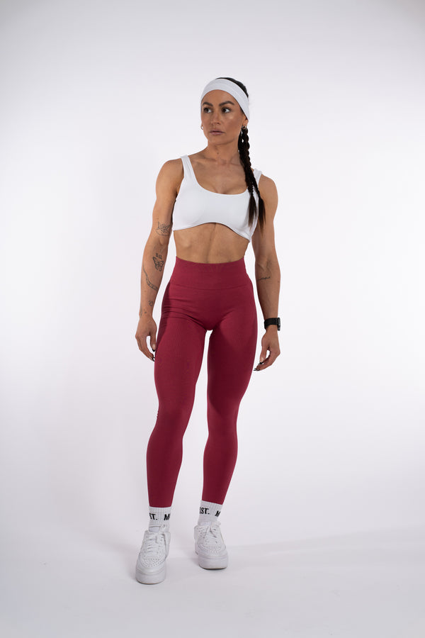 RIBBED SCULPT LEGGINGS - LIPSTICK