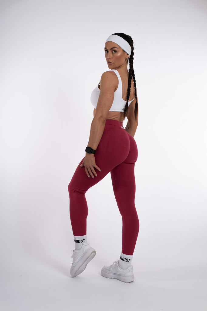 RIBBED SCULPT LEGGINGS - LIPSTICK