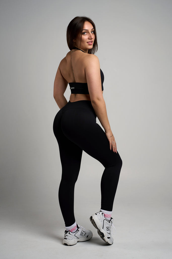 SPRING SEAMLESS V-BACK LEGGINGS - BLACK